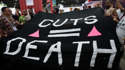Protest gegen K&uuml;rzungen im HIV-Bereich auf der Welt-Aids-Konferenz 2026
